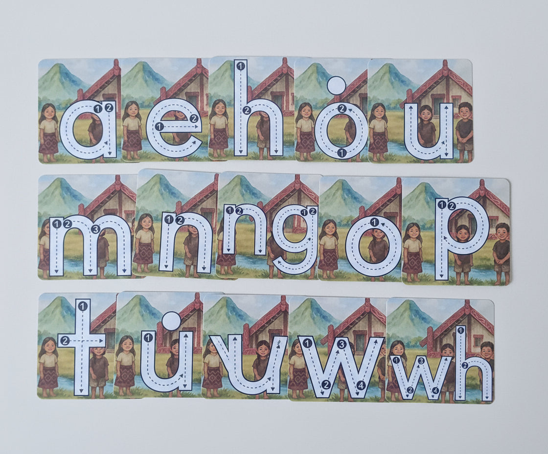 Kāri Pūriki - Lowercase Tracing Cards